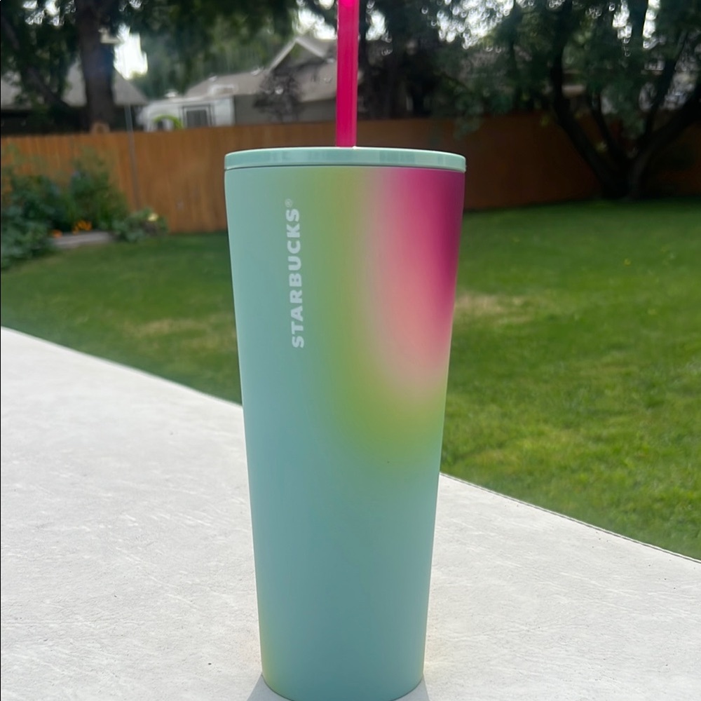 Starbucks Pastel Gradient Tumbler with Pink Straw
